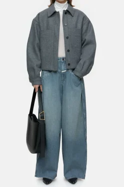 Closed Short jacket in wool mix Dark grey melange Best