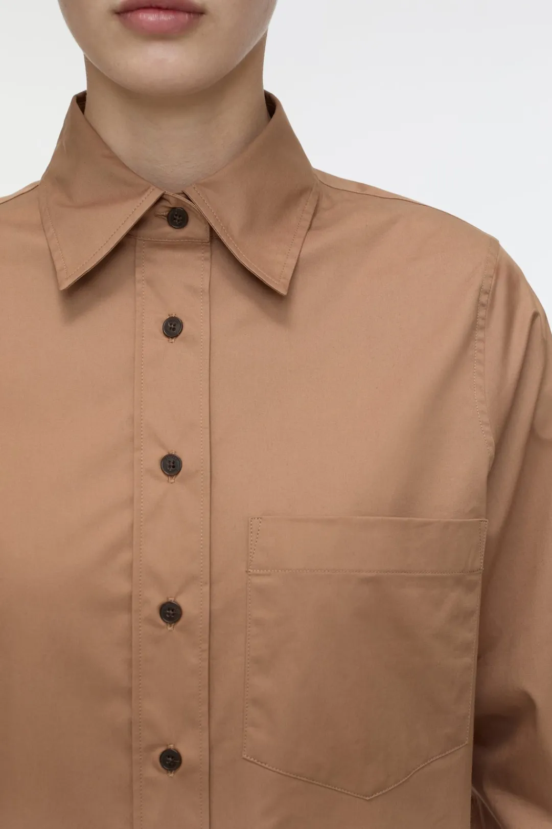 Closed Short poplin shirt blouse Biscotti brown New