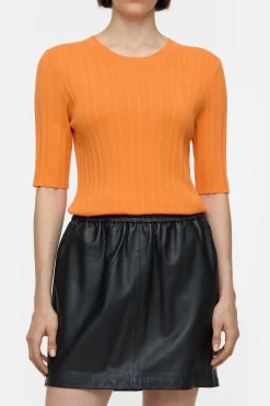 Closed Short-sleeved shirt in a wool-silk blend Pumpkin orange Online