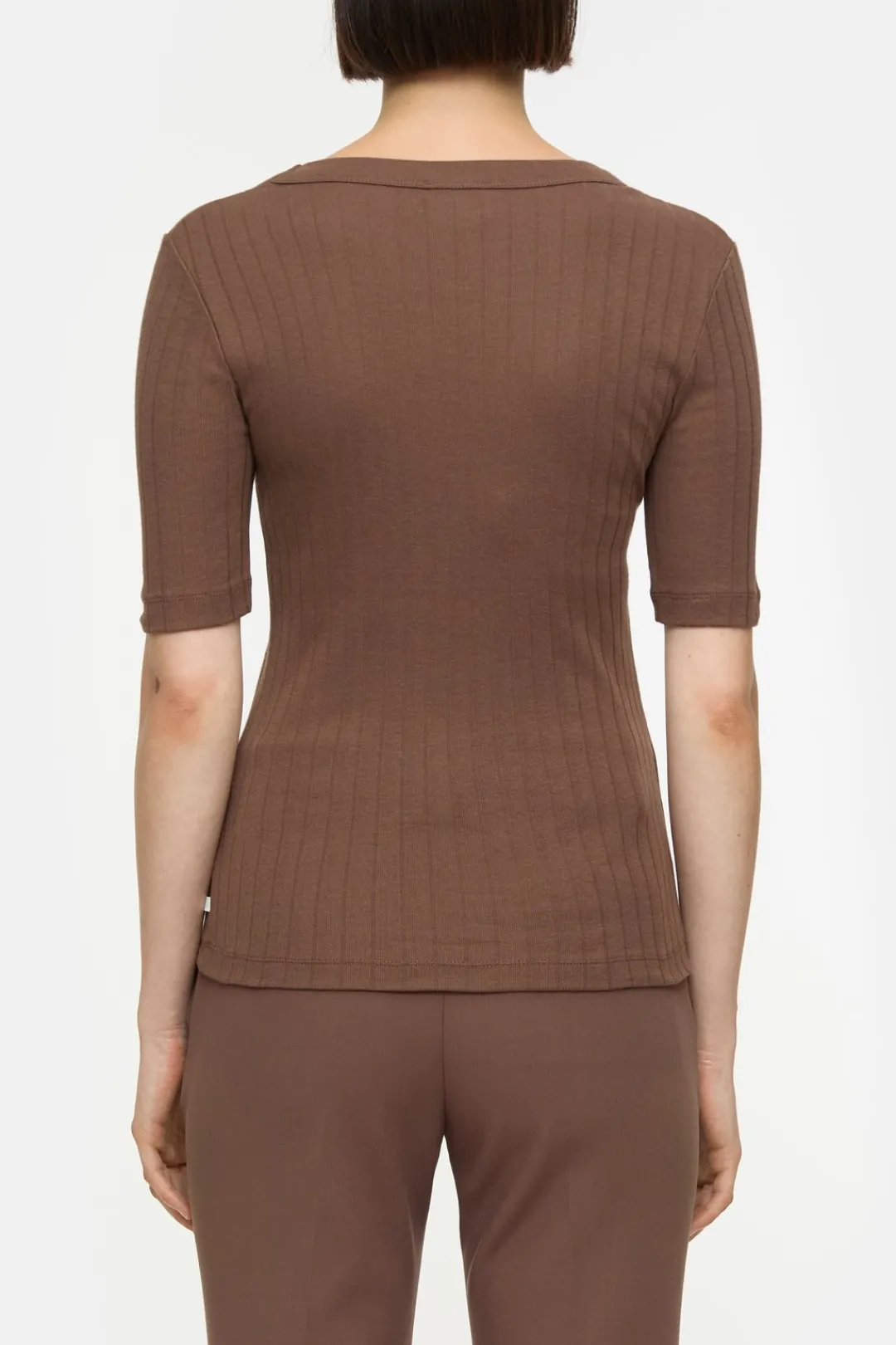 Closed Short-sleeved shirt in cotton blend Cacao brown Sale