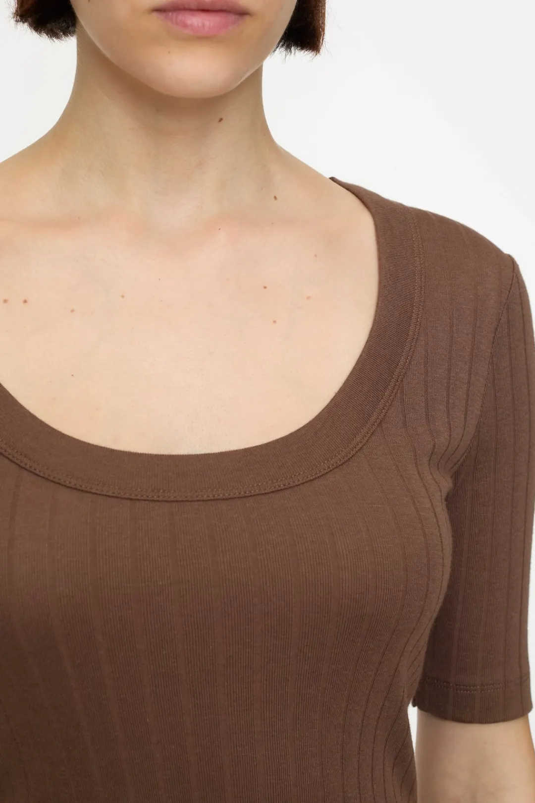 Closed Short-sleeved shirt in cotton blend Cacao brown Sale