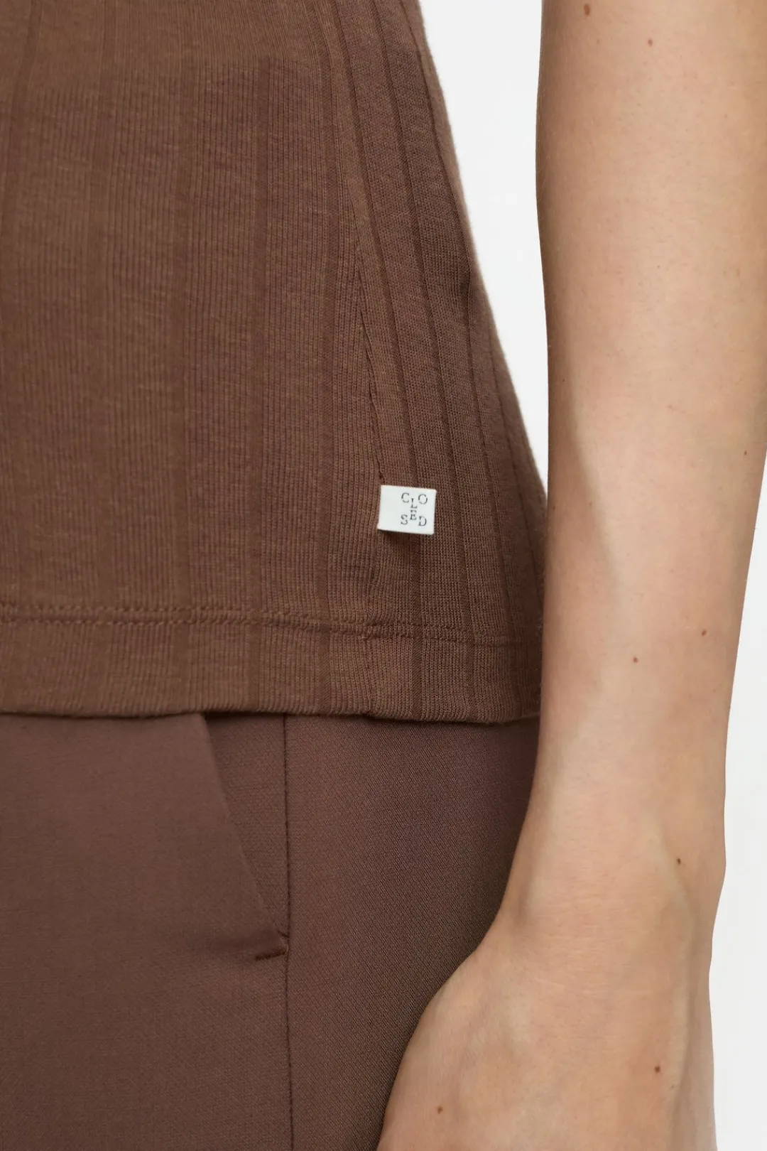Closed Short-sleeved shirt in cotton blend Cacao brown Sale