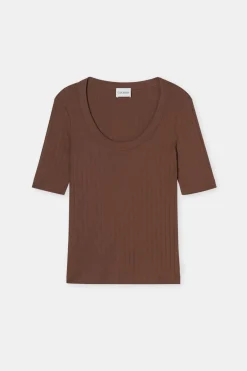 Closed Short-sleeved shirt in cotton blend Cacao brown Sale