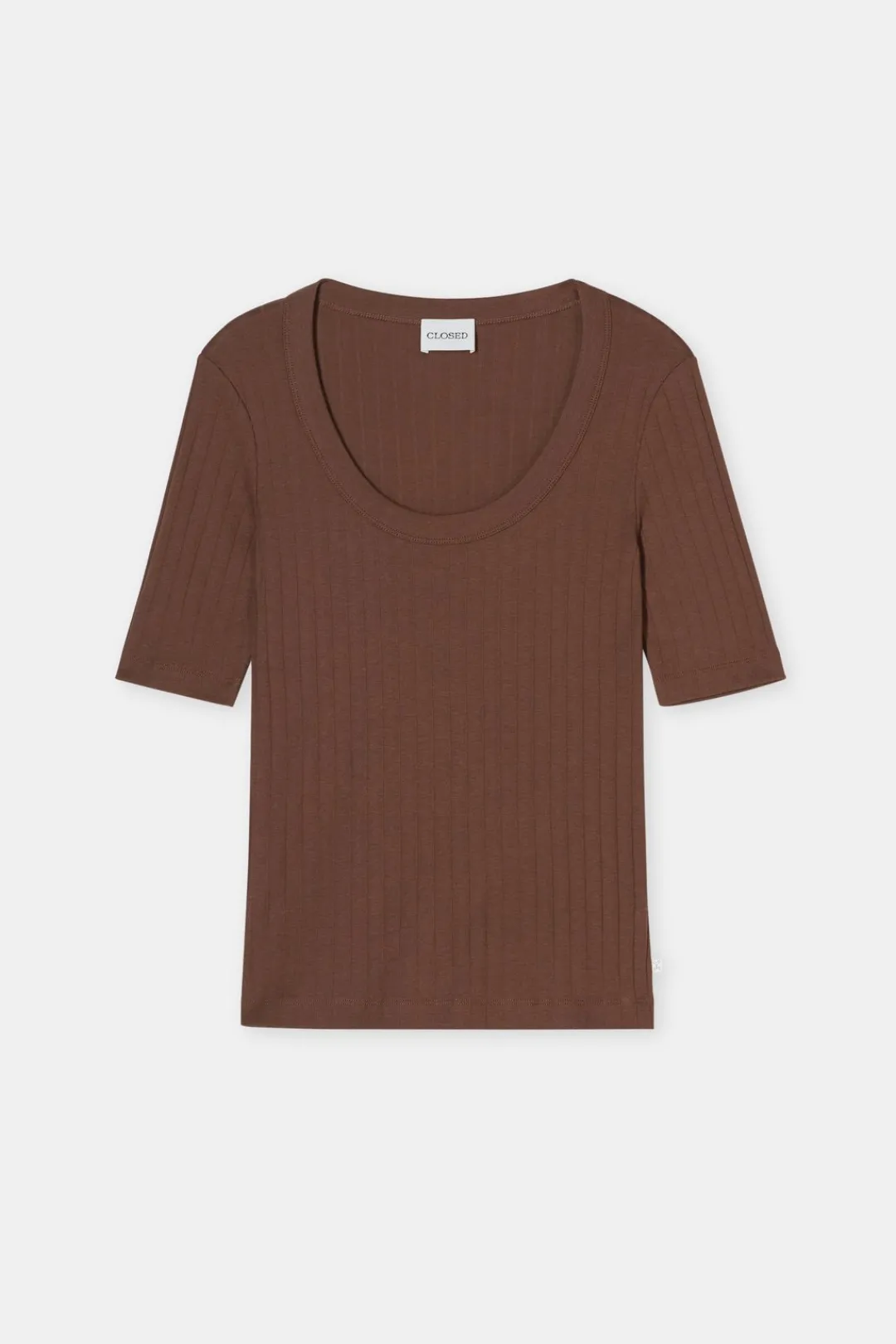 Closed Short-sleeved shirt in cotton blend Cacao brown Sale