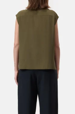 Closed Silk top with scarf Ver green New