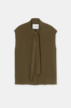 Closed Silk top with scarf Ver green New