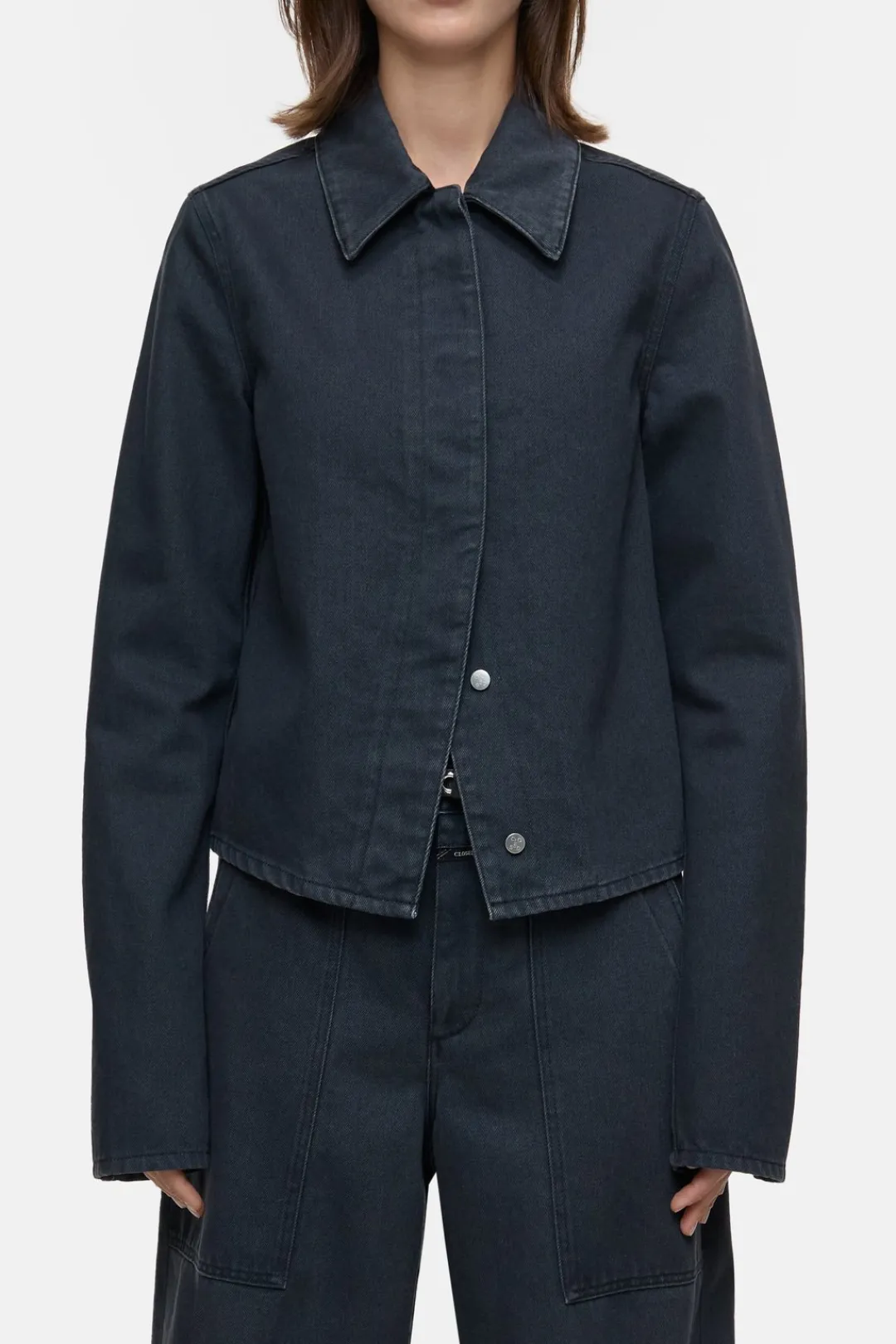 Closed Slim-fit denim overshirt Dark grey New