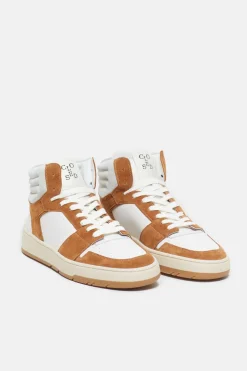 Closed Sneakers High made from leather Tullamore brown Clearance