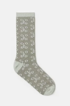 Closed Socks with monogram Pastel olive Sale