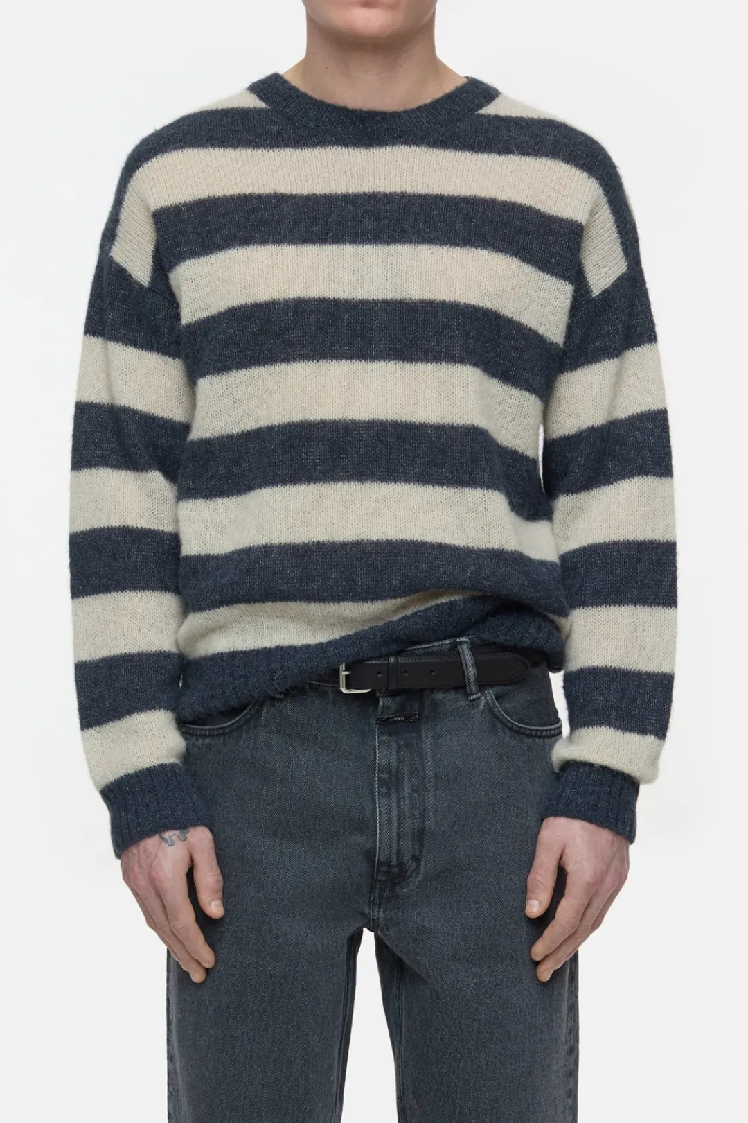 Closed Striped knitted jumper Smokey blue Clearance