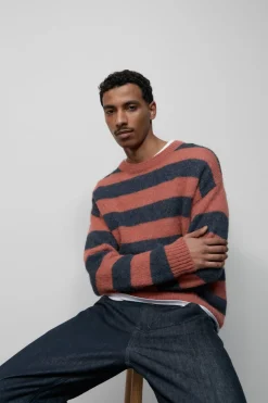 Closed Striped knitted jumper Red clay Outlet
