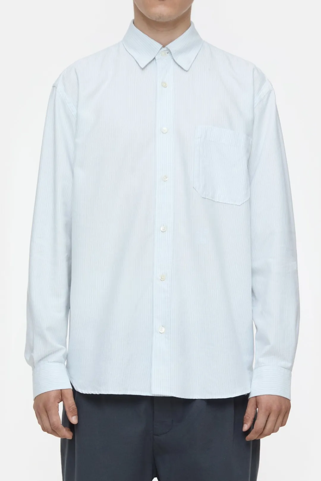 Closed Striped Oxford shirt Light sky blue Discount