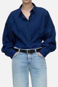 Closed Tailored cotton blouse Dark blue Online