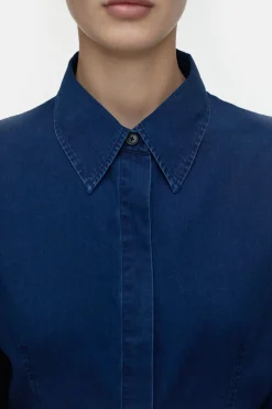 Closed Tailored cotton blouse Dark blue Online