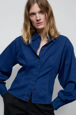 Closed Tailored cotton blouse Dark blue Online