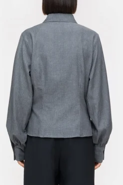 Closed Tailored cotton twill blouse Dark grey melange Hot