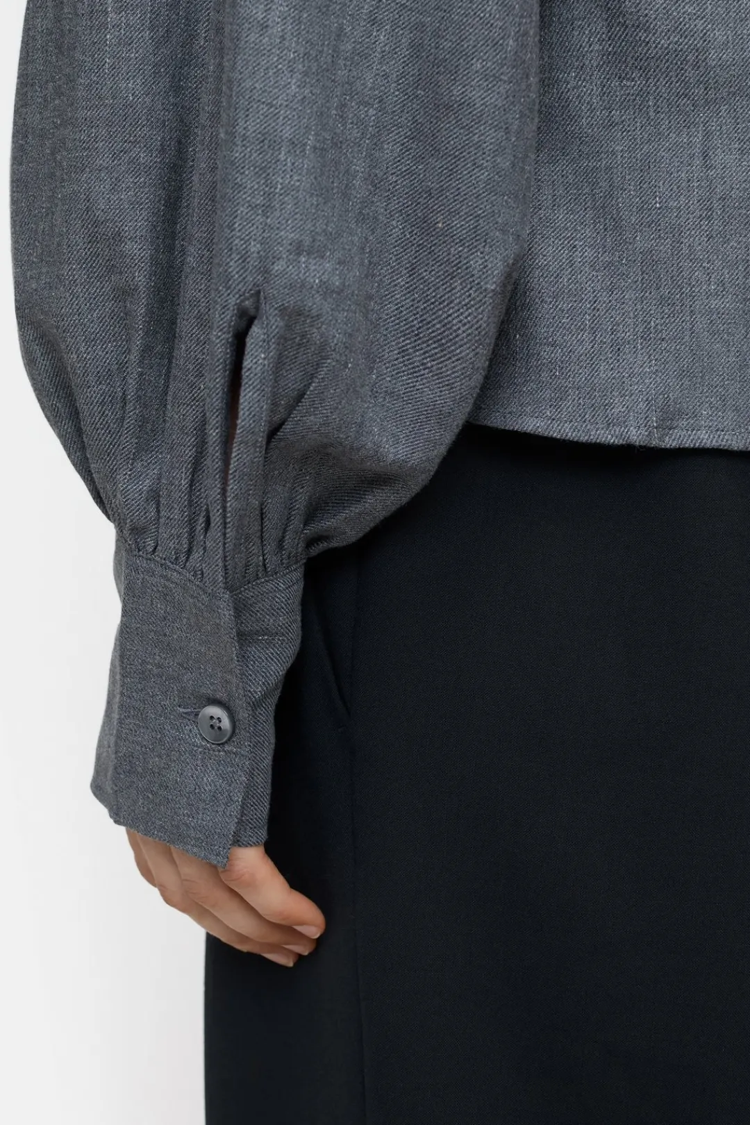 Closed Tailored cotton twill blouse Dark grey melange Hot