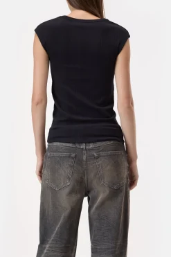 Closed T-shirt with buttons Black Clearance