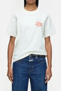 Closed T-shirt with embroidery Ivory