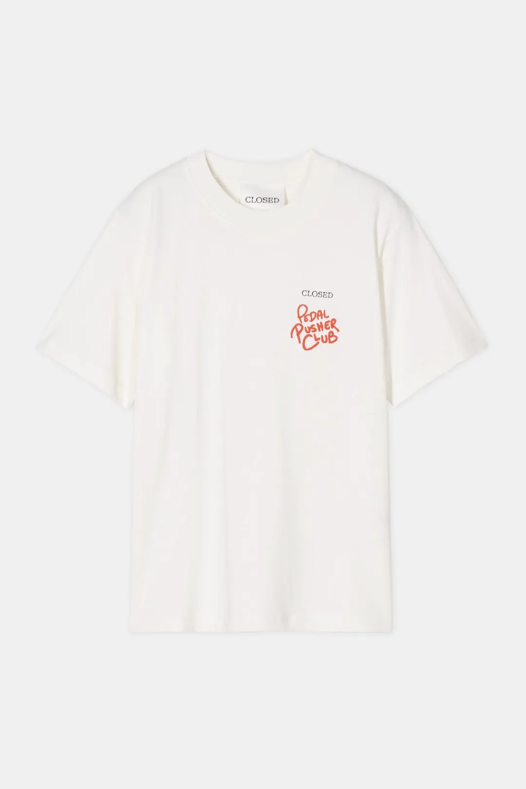 Closed T-shirt with embroidery Ivory
