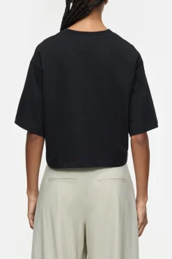 Closed T-shirt with logo embroidery Black Clearance
