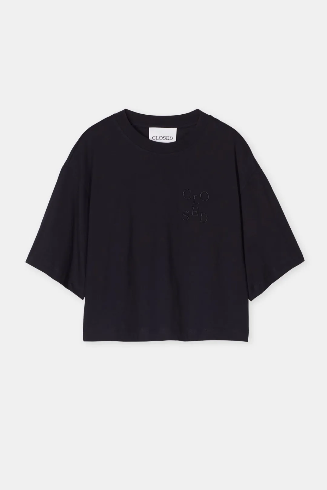 Closed T-shirt with logo embroidery Black Clearance