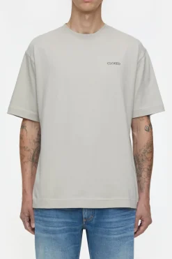 Closed T-shirt with print made from pure organic cotton Mud grey Online