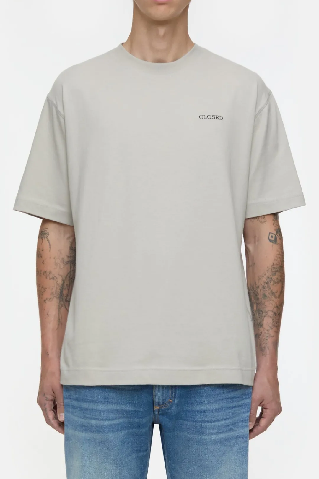 Closed T-shirt with print made from pure organic cotton Mud grey Online