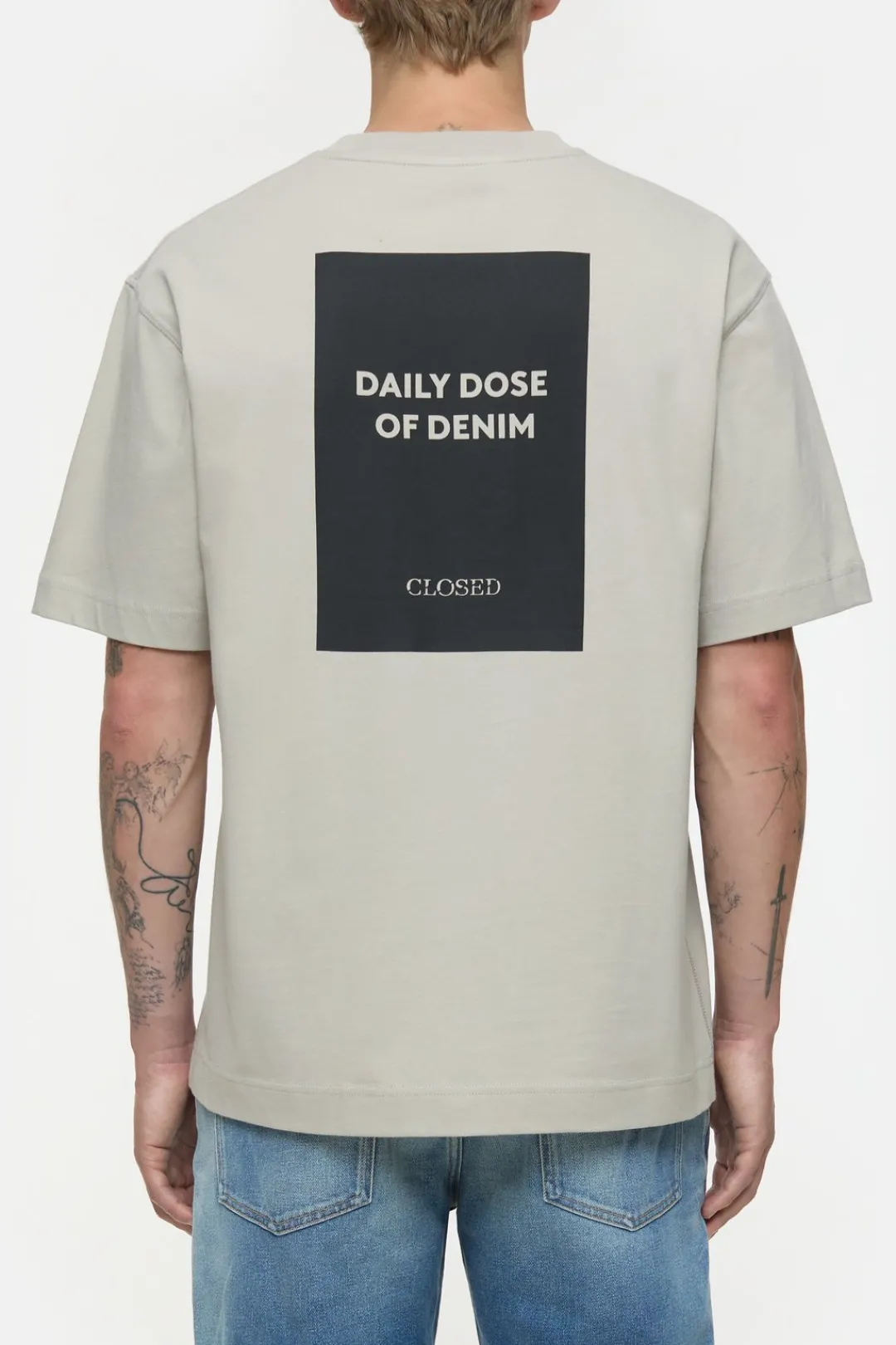Closed T-shirt with print made from pure organic cotton Mud grey Online