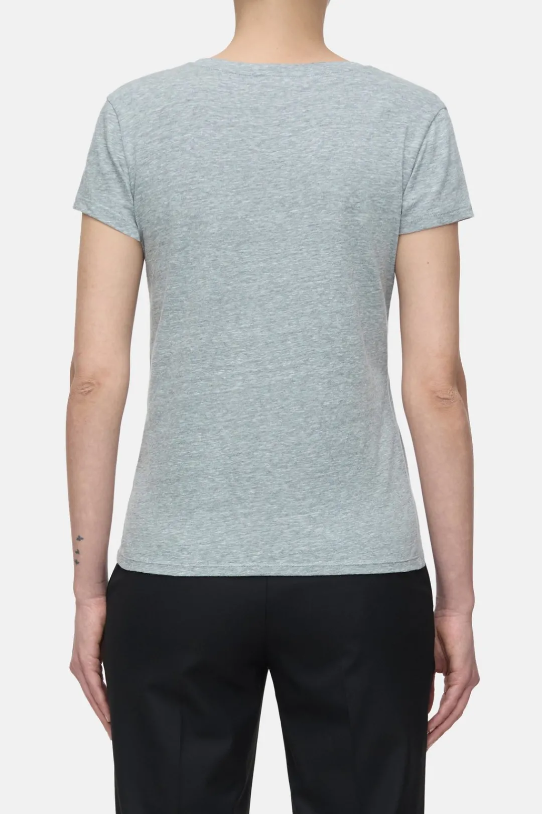 Closed T-shirt with V-neck Light grey melange Online