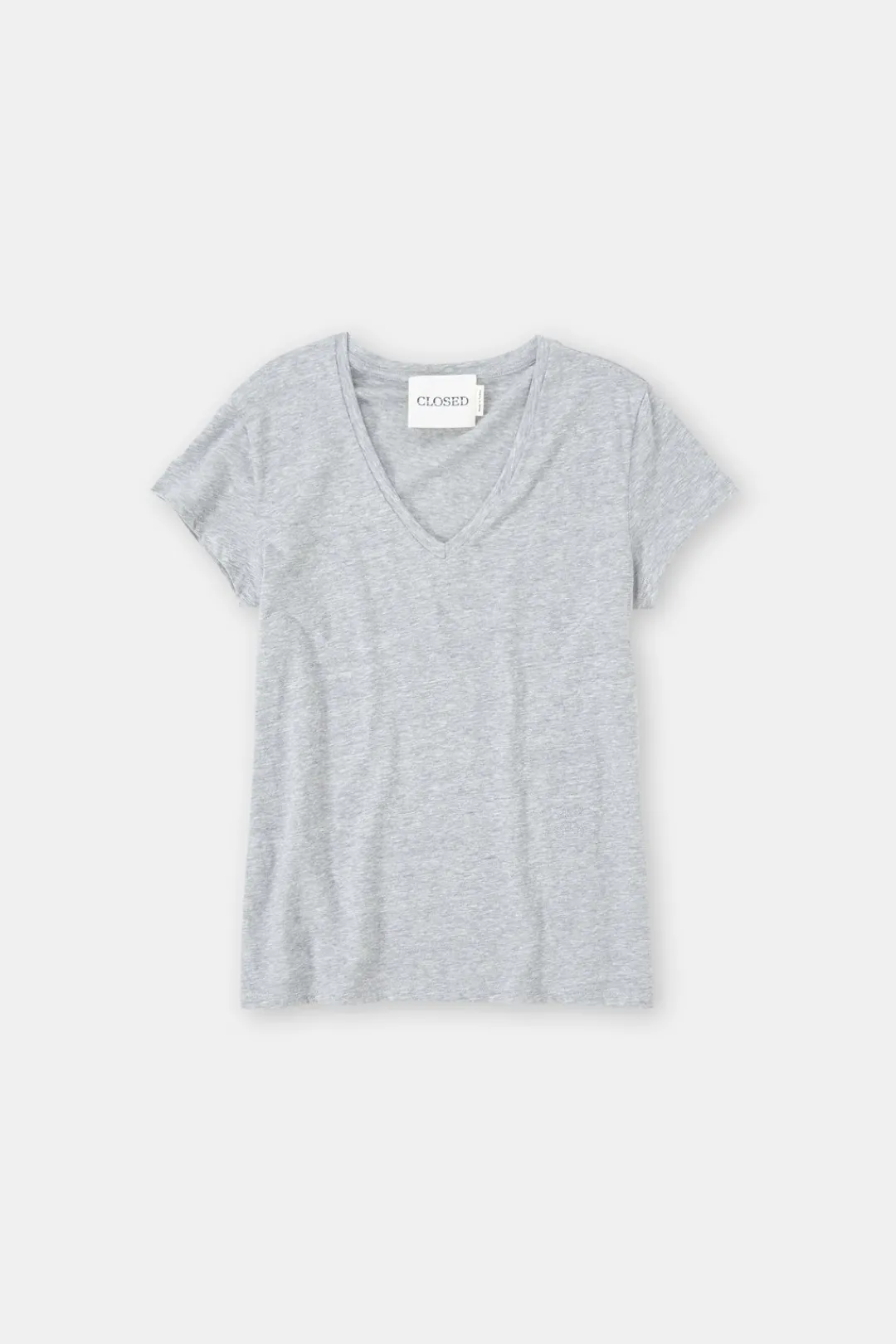 Closed T-shirt with V-neck Light grey melange Online