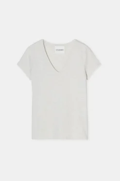 Closed T-shirt with V-neck Sabbia beige Clearance