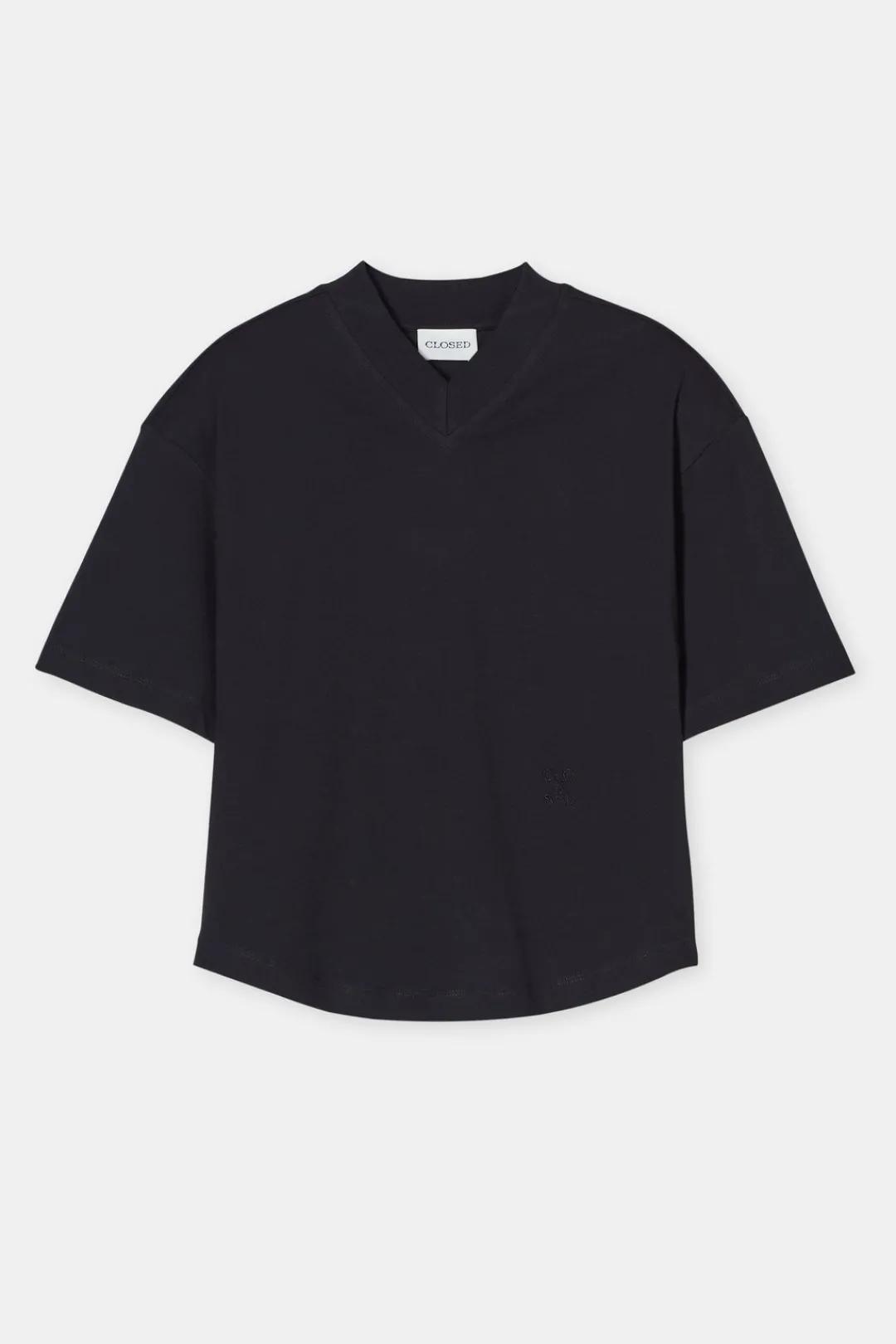 Closed T-shirt with V-neck Black Hot