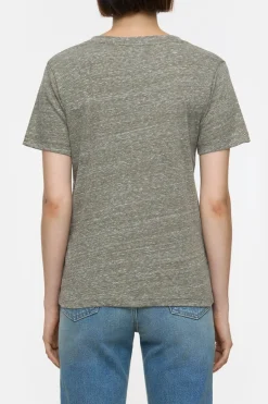 Closed T-shirt with V-neck Faded green Online