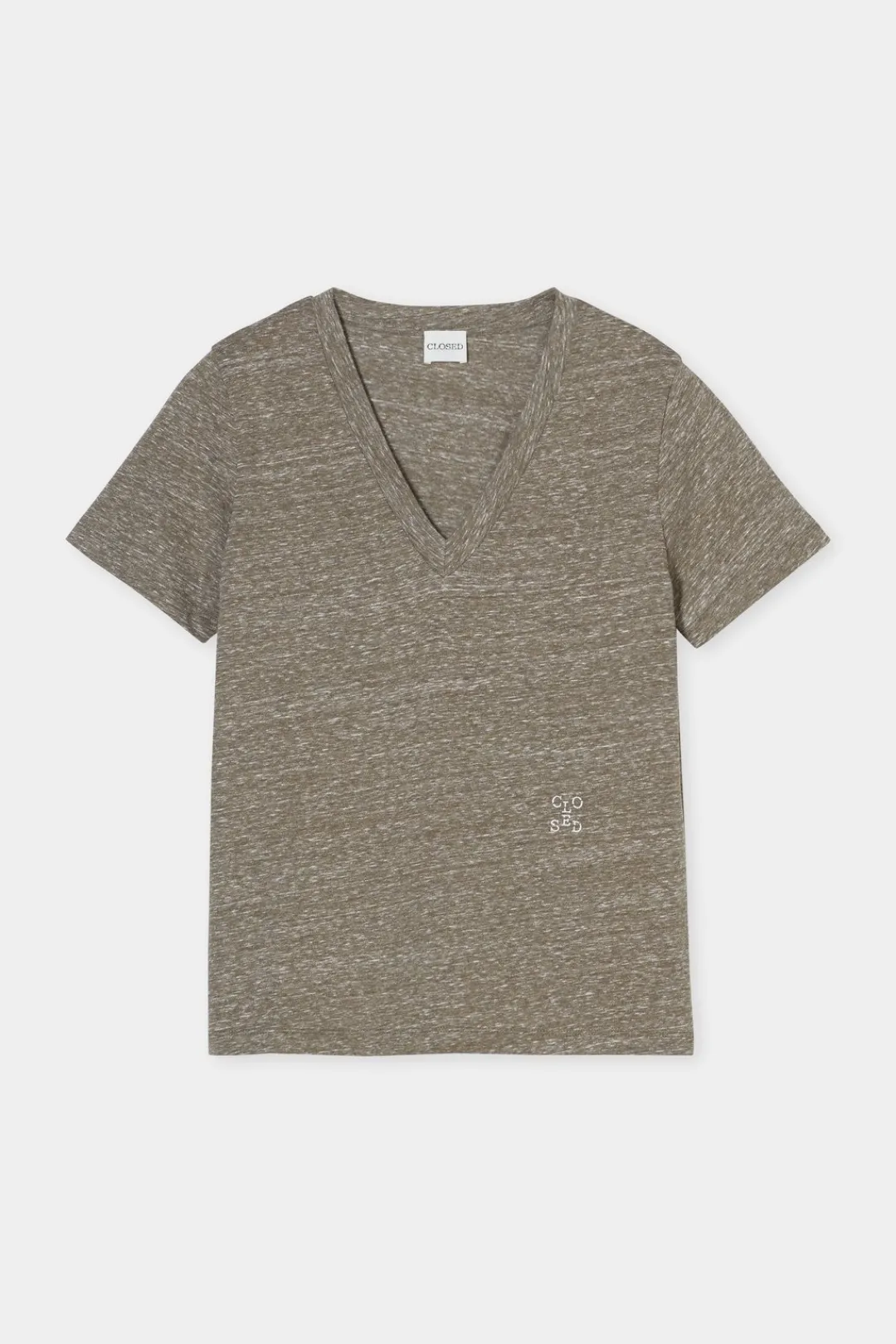 Closed T-shirt with V-neck Faded green Online