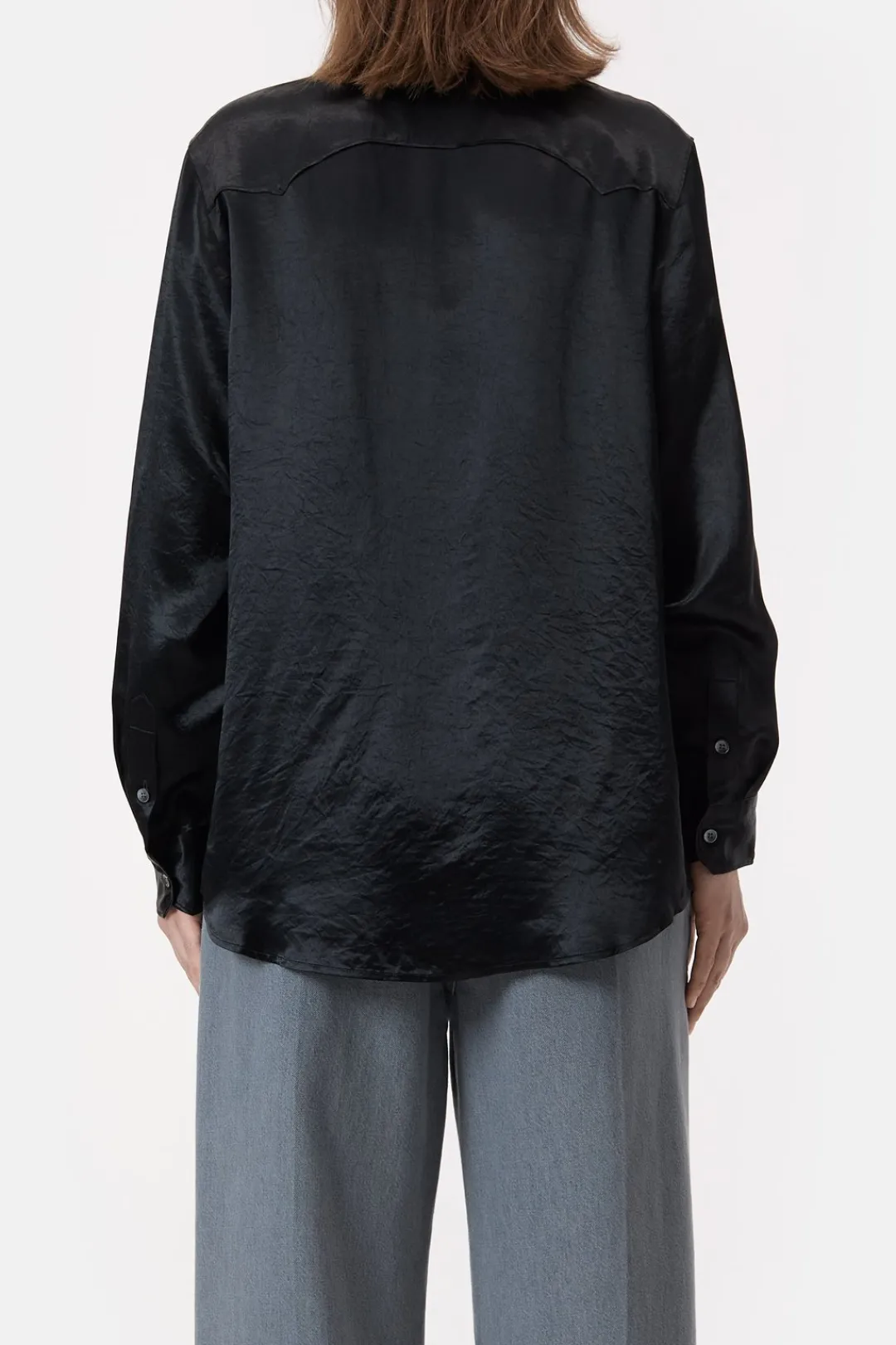 Closed Western blouse in satin Black Clearance