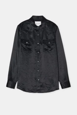 Closed Western blouse in satin Black Clearance