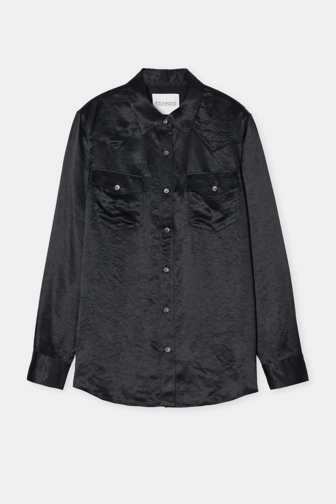 Closed Western blouse in satin Black Clearance