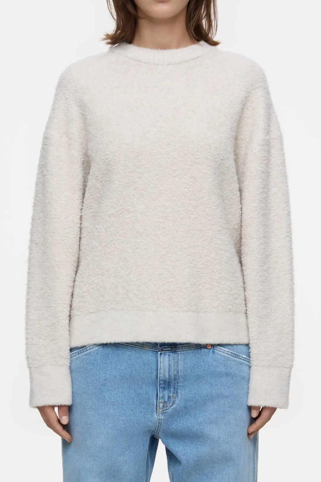 Closed Wool blend bouclé jumper Pearl beige Sale