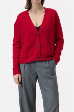 Closed Wool cardigan Chili pepper red Hot