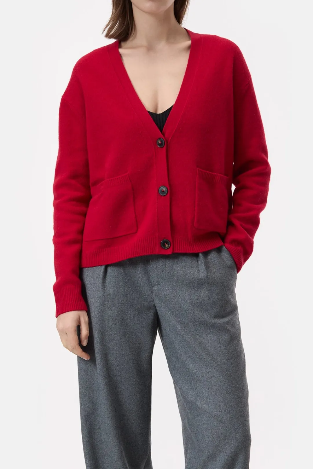 Closed Wool cardigan Chili pepper red Hot