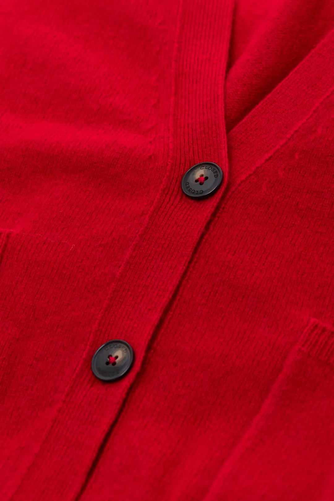 Closed Wool cardigan Chili pepper red Hot