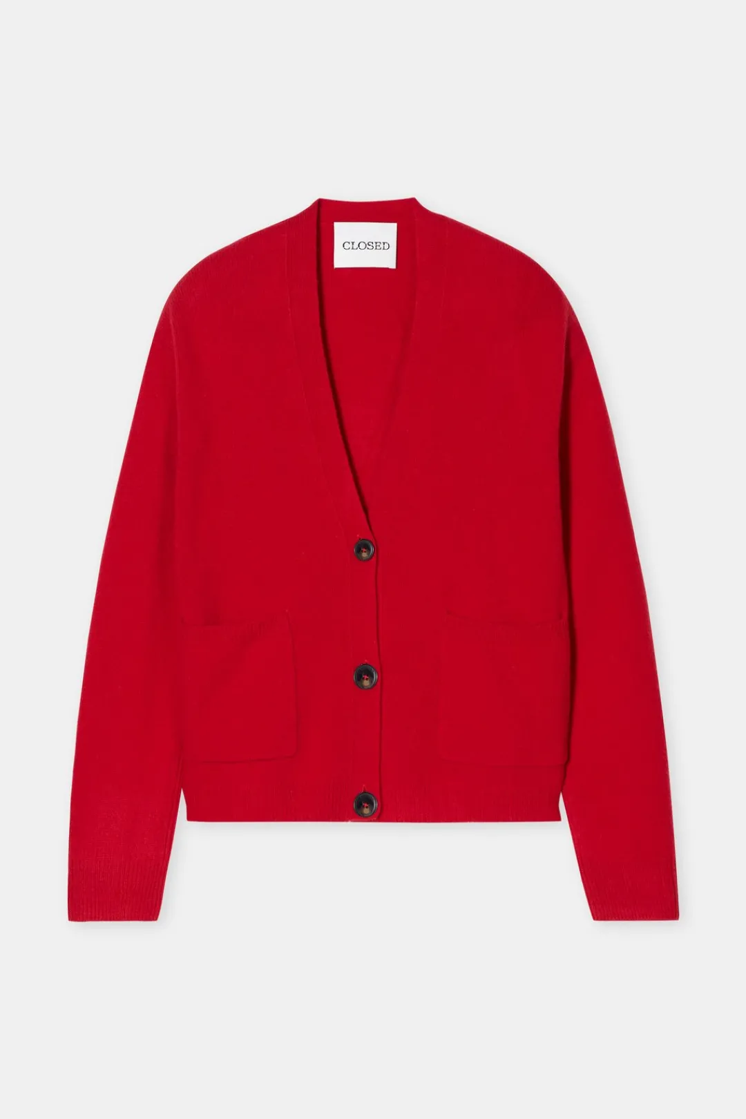 Closed Wool cardigan Chili pepper red Hot