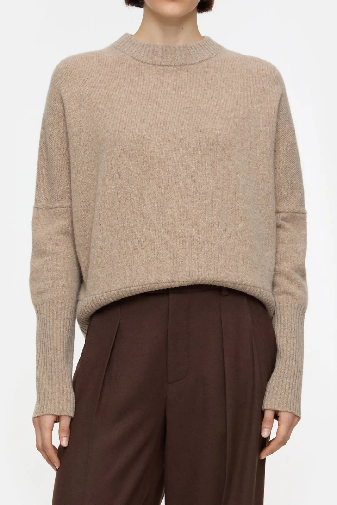 Closed Wool round neck jumper Dark chino beige New