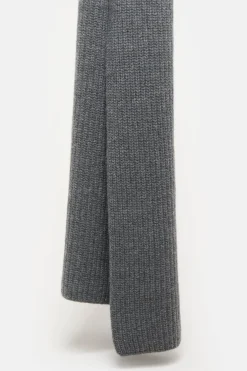 Closed Wool Scarf with Fisherman's Rib Dark grey melange Best