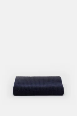 Closed Wool Scarf with Fisherman's Rib Dark night Sale