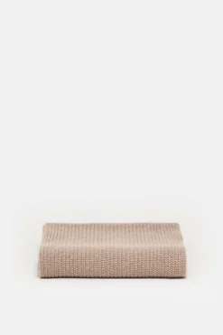 Closed Wool Scarf with Fisherman's Rib Cashew cream New