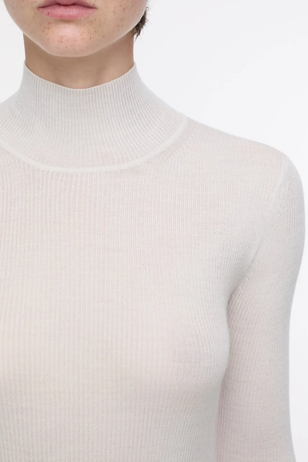 Closed Wool-cashmere longsleeve Pearl beige Clearance